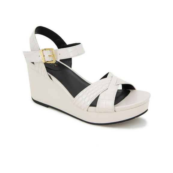 Kenneth Cole Reaction Womens Clarissa Embossed Buckle Wedge Sandals