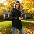 thumbnail image 4 of AELand Women's Striped Knit Sweater ,Casual Crew Neck Tops and Blouses Long Sleeve T-Shirts , S~2XL, 4 of 6