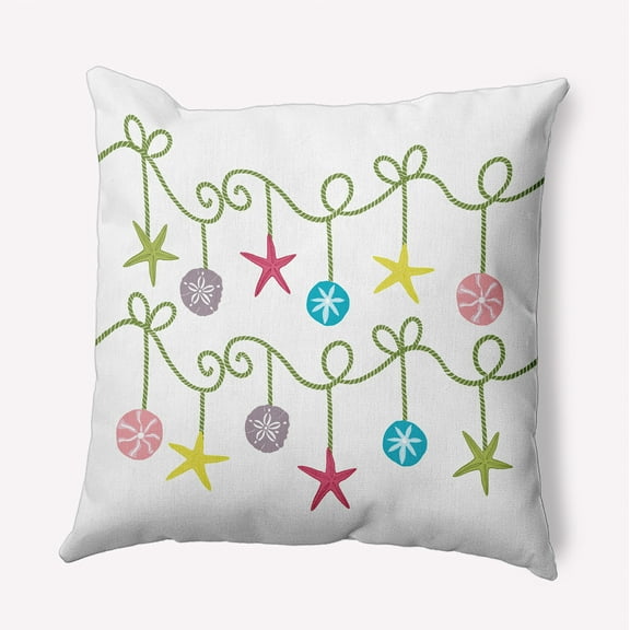 16" x 16" Simply Daisy Sea Ornaments Polyester Indoor/Outdoor Pillow, Green Qty 1