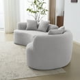thumbnail image 5 of Miekor Furniture Curved Four Seater Grey Full Compression Sponge Sofa, Teddy Velvet Fabric, No-Assembly Compact Sofa for Small Spaces & Apartments MK3596, 5 of 12