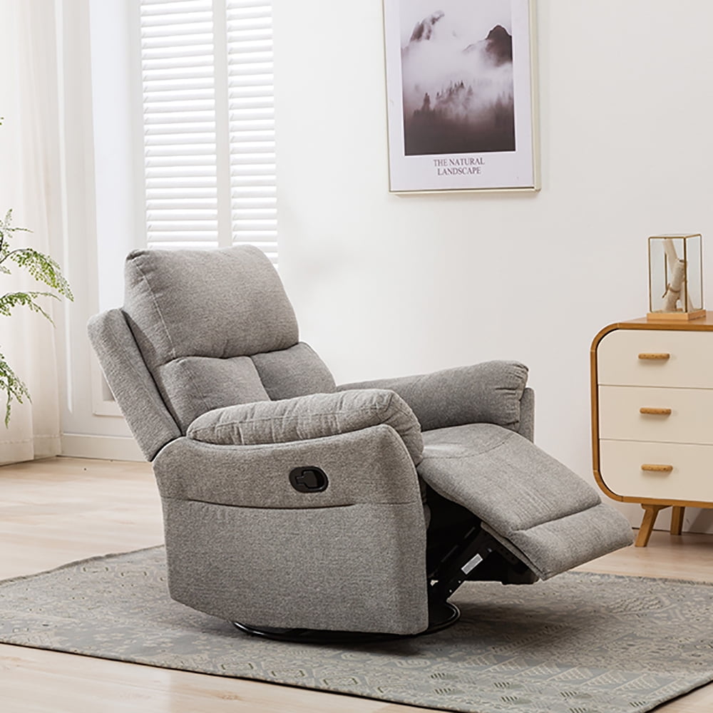 Stop NowManual Fabric Recliner Chair Modern Rocker Home Theater Seating for Living Room, Silver