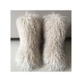 thumbnail image 3 of Ferndule Womens Fashion Mid Calf Boot Indoor Outdoor Breathable Faux Fur Cozy Furry Fuzzy Snow Boots Beige 6.5, 3 of 3
