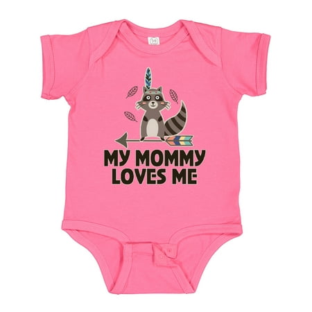 

Inktastic Mommy Loves Me Raccoon Boys or Girls Baby Bodysuit