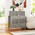 thumbnail image 4 of Modern Fluted 4-Drawer Dresser, Chest of Drawers Storage Cabinet for Bedroom Living room, Borders H Metal Legs,Gray Wash, 4 of 8