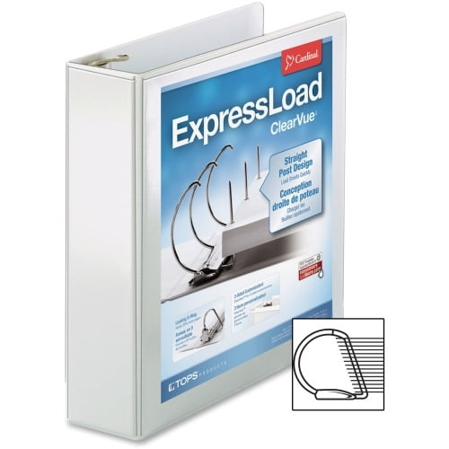Cardinal ExpressLoad ClearVue Lock D-Ring Binder 2' Binder Capacity - Letter - 8 1/2' x 11' Sheet Size - 425 Sheet Capacity - 2 1/2' Spine Width - 3 x D-Ring Fastener(s) - 2 Inside Front & Back Pocket