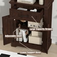 thumbnail image 4 of HARIPUL 72" Tall Bookcase Floor Standing with Drawer and Door, 6 Tier Wooden Storage Bookshelf for Living Room Home Office, Vintage Brown, 4 of 7