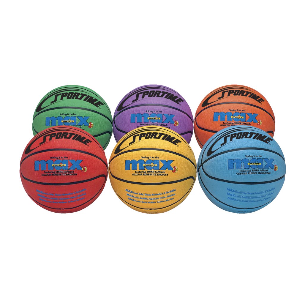 SportimeMax Junior Basketballs, 27 Inches, Multiple Colors, Set of 6