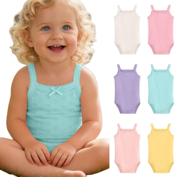 Bxsruta Baby Girls Bodysuit Soft Cotton Sleeveless Romper Infant Tank One-Piece for Daily Wear