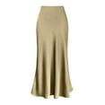 thumbnail image 5 of CAICJ98 Womens Elegant High Waist Skirt Solid Satin Dress Zipper Elegant Maxi Long Skirt for Women Gold,XL, 5 of 5