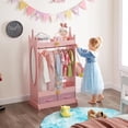 thumbnail image 2 of Kids Dress Up Storage with Mirror, Kids Armoire with Non-Woven Drawers, Open Costume Closet with Hanging Rack for Toddlers (Pink), 2 of 4