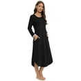 thumbnail image 4 of Sunsent Women Long Sleeve Nightgowns Crewneck Nightshirts Soft Long Loungewear with Pockets S-3XL, 4 of 6