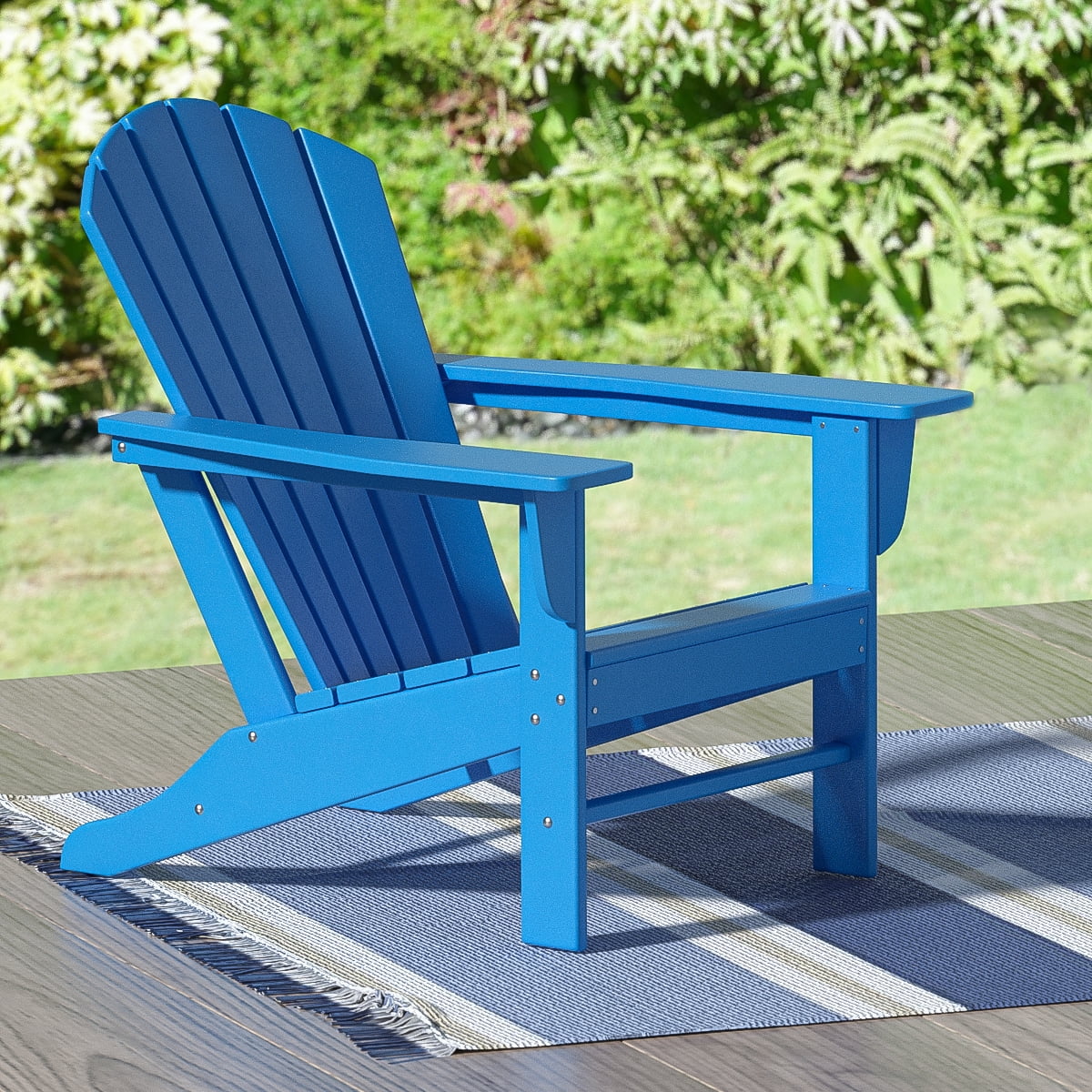 Polytrends  Altura Outdoor Eco-Friendly All Weather Poly Patio Adirondack Chair - Deep Seating Pacific Blue