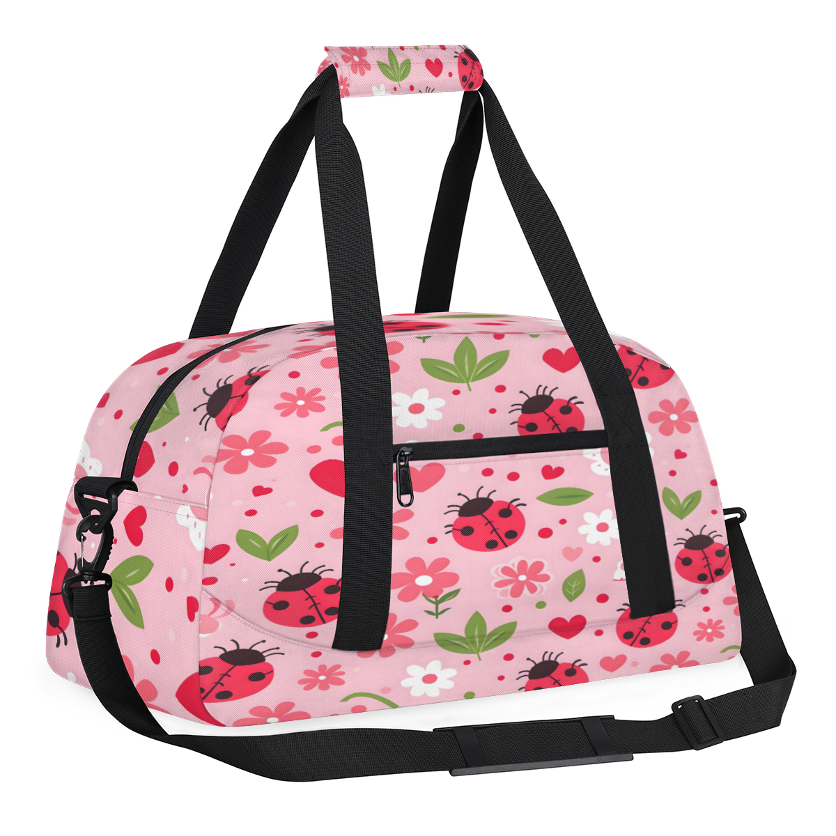 Herdesigns Sports Duffle Bags Travel Duffle Bag Gym Bag Floral Ladybugs Weekender Travel Bag Waterproof Overnight Bag Carry On Travel Tote Bag Dance Bags