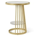 thumbnail image 2 of Furniture of America Amador Metal 1-Shelf Side Table in Gold and White, 2 of 9