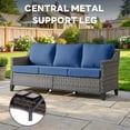 thumbnail image 5 of Gymojoy Outdoor Wicker Sofa, Patio Rattan 3 Seats Deep Seating Couch with Blue Cushion, 5 of 9