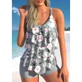 thumbnail image 5 of Women‘s New Summer Two-piece Set with Three-layer Ruffle Edge Printed Sexy Lace Up Casual Beach Swimsuit S-6XL, 5 of 5