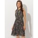 thumbnail image 3 of Vestido plisado sin mangas hasta la rodilla Allegra K estampado floral de verano para mujer Negro S, 3 of 5