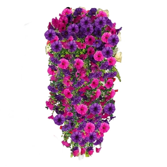 Artificial Hanging Morning Glories | 30 Inch Mixed Pink and Purple Faux Trailing Flowers for Outdoor Patio Porch Garden Spring Decor One Pack