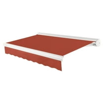 Awntech 18 Ft Key West Left Motorized Heavy Duty Patio Retractable Awning with Cassette (216in x 9.38in x 120in), Terracotta