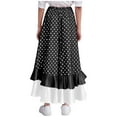 thumbnail image 4 of TiaoBug Kids Girls Polka Dots Layered Ruffle Flamenco Skirt Spanish Folklorico Gypsy Full Circle Dance Skirts Black 10, 4 of 7