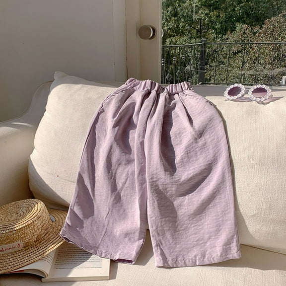 SNKSDGM Baby Girl Pants 0-3 Months with Feet Girls' Pants Summer Children'sSolid Color Loose Casual Pants Wide Leg Pants Sportswear Long Pants 5-6 Years