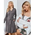 thumbnail image 5 of Ekouaer Maternity Nursing Gown and Robe Set Nursing 3 In 1 Labor Delivery Nightgowns for Hospital Breastfeeding Gowns Grey Flower Large, 5 of 7
