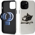 thumbnail image 4 of Case for iPhone 14 Plus Case, Hybrid 2-Layer Silicone Protective Glossy Case for MagSafe Case for iPhone 14 Plus Cat Read Book Drink Coffee Pattern, 4 of 7