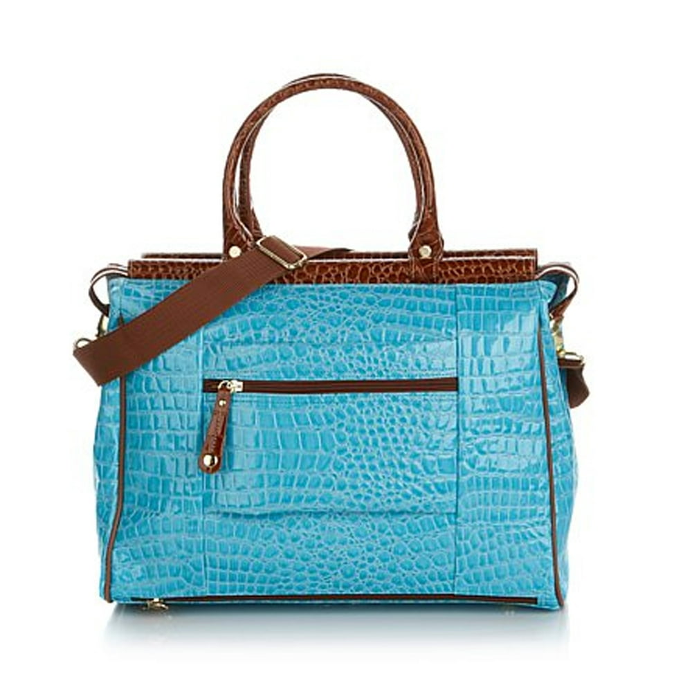 Samantha Brown Nylon and CrocoEmbossed Small Dowel Bag Aqua Walmart