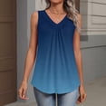 thumbnail image 3 of Qwertyu Womens Tank Tops V Neck Ruched Cute Summer Tops Loose Fit Casual Sleeveless Beach Vacation Clothes for Woman 2026 Dark Blue 2XL, 3 of 6