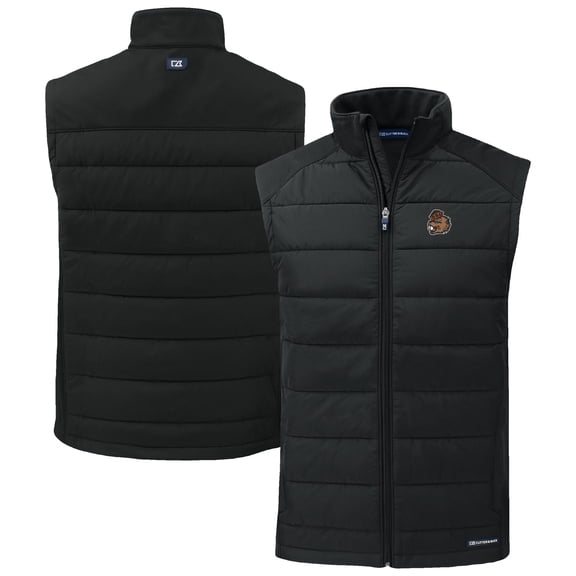 Men's Cutter & Buck Black Oregon State Beavers Evoke Hybrid Eco Softshell Recycled Full-Zip Vest