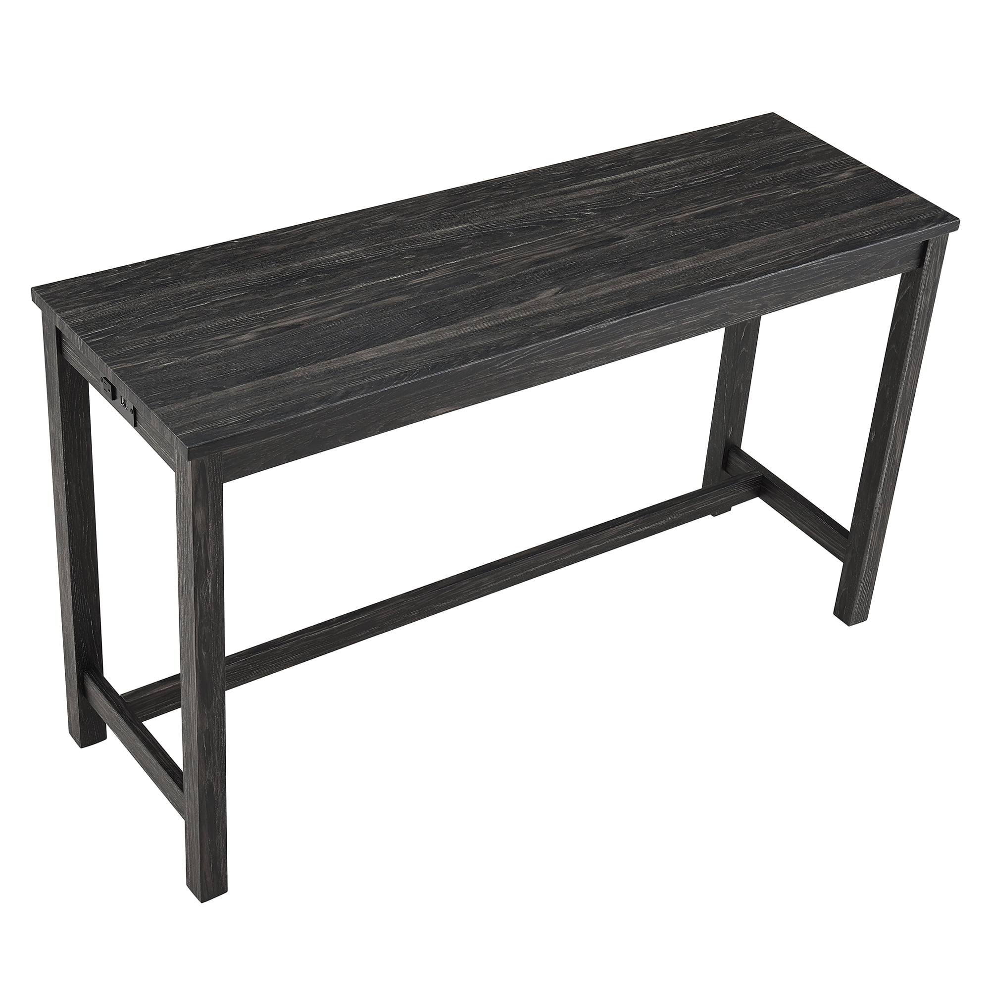 Leumius 4 Piece Bar Table Set with Power Outlet,Rustic Industrial Style Breakfast Table with 3 Padded Stools,Dining Bar Table and Chairs Set for Living Room, Dining Room, Game Room,Black
