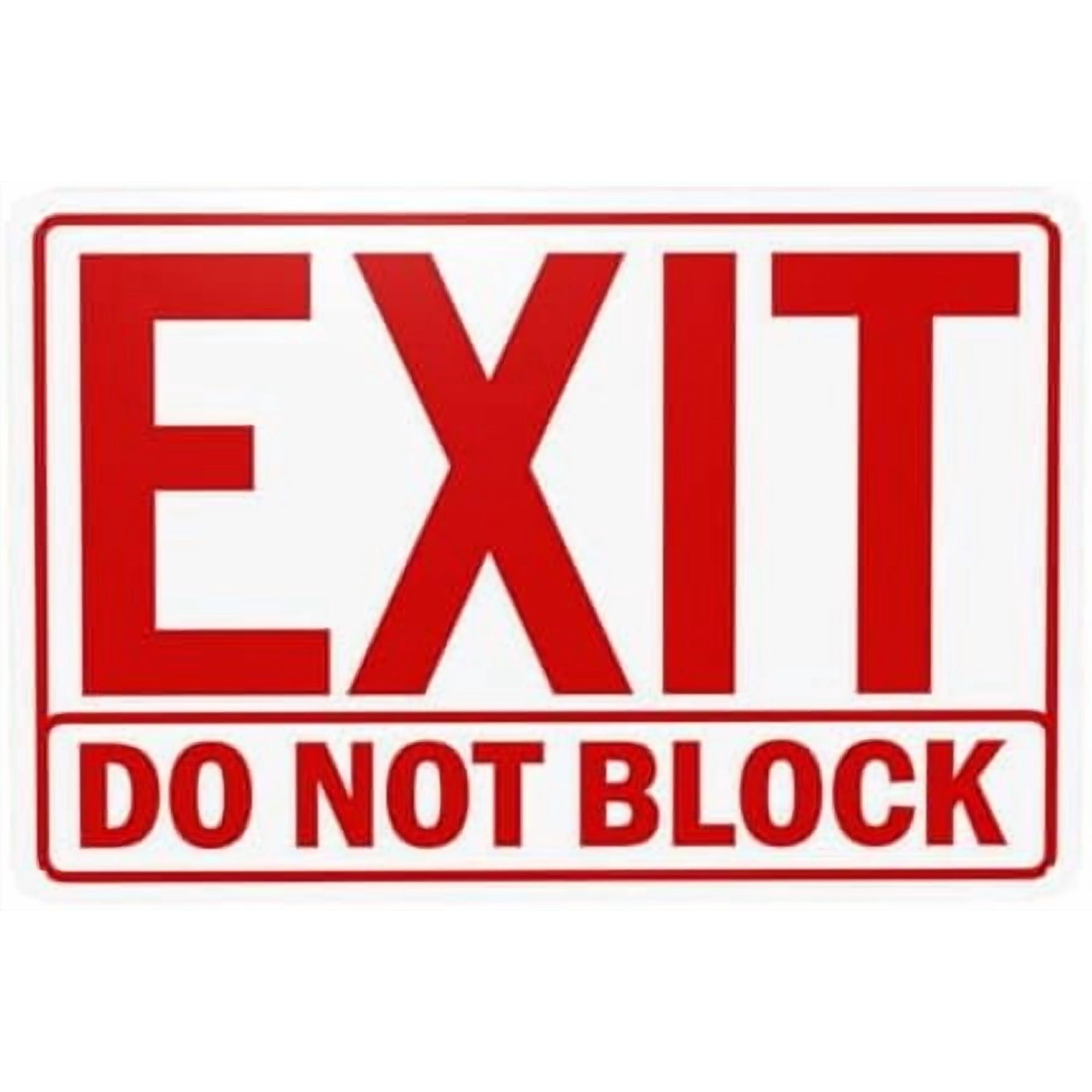 2 Pack Metal Tin Sign Exit Sign Do Not Block Warning Sign Door Security for Home Business Outdoor Indoor Road Yard Garage Street Wall Safety Caution Custom Decor 12 x 8 Inch