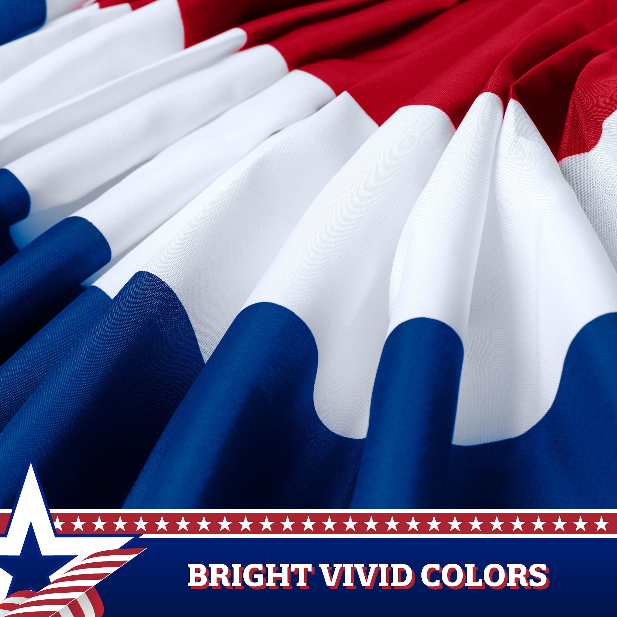 G128 5 Pack: American USA No Stars Pleated Fan Flag | 3x6 Ft | Printed 150D Polyester | Patriotic Decor, Indoor/Outdoor, Vibrant Colors, Brass Grommets, Thicker and More Durable Than 100D 75D