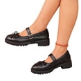 thumbnail image 4 of Samdudou Mary Janes Shoes for Women Closed Toe Round Front Sweet Bowknot Decor Adjustable Buckle Strap Chunky Sole Preppy Style Casual School Walking Everyday Footwear, 4 of 9