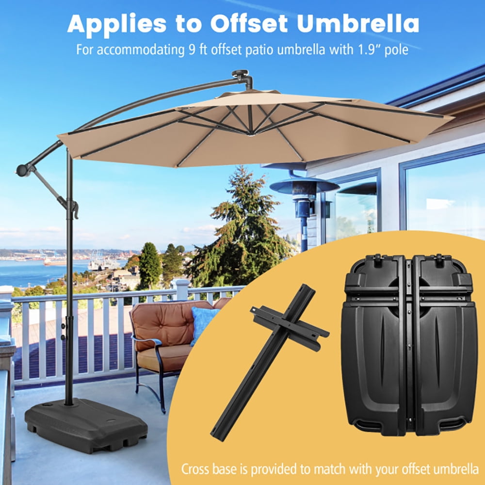 Aimee Lii Fillable Universal Offset Umbrella Base with Cross Base and Wheels, Umbrella Stand Outdoor Base, Black Aimee Lii Fillable Universal Offset Umbrella Base with Cross Base and Wheels, Umbrella Stand Outdoor Base, Black