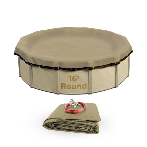 Buffalo Blizzard Round Supreme Plus Tan/Silver Winter Swimming Pool Cover, 16'