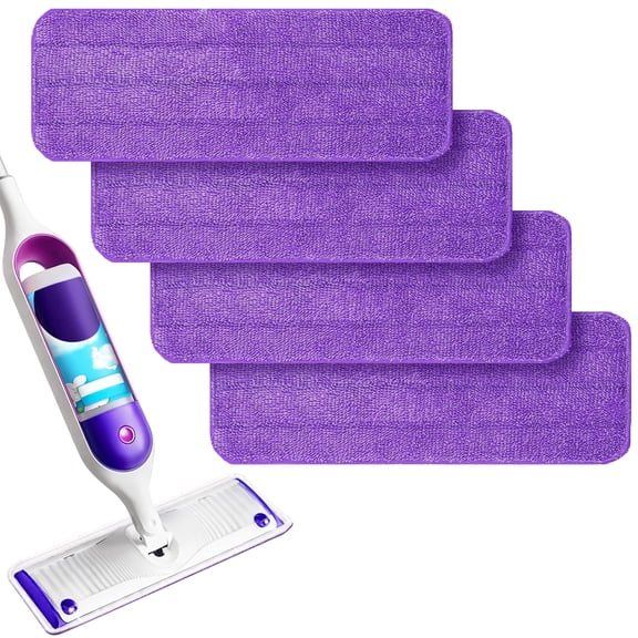 TidyBliss Reusable Microfiber Mop Pads 4 Pack Compatible with SwifferPower Mop for Wet & Dry Floor Cleaning