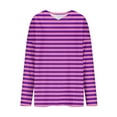 thumbnail image 7 of Feancey Womens Plus Size Cotton Sweaters Fall Trendy Striped Knitted Tops Loose Fit Casual Long Sleeve V Neck Sweater Soft Knit Jumpers Purple L, 7 of 7