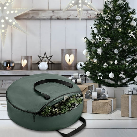 Christmas Wreath Storage Container, 30 in Waterproof Christmas Storage with Secure Zipper, Reinforced Carry Handles, Year-Round Protection for Christmas Garland & Holiday Decor