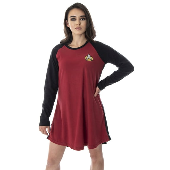 Star Trek Next Generation Women's Juniors Picard Raglan Nightgown Sleep Shirt