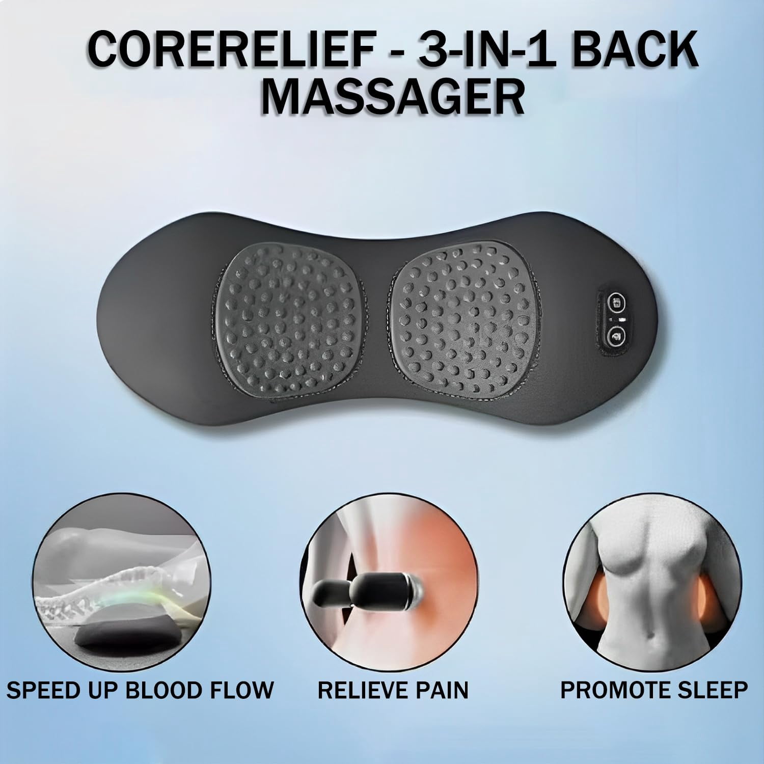 3-in-1 Back Massager, 2025 New Electric 3 in 1 Back Massager with Heat and Traction and Vibration for Bed and Chair, Backs Massagers for Neck and Shoulder (A)