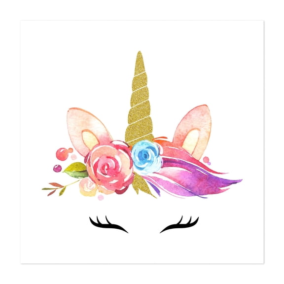 Cute Unicorn, Magical Unicorn, Fairy Tale, Girl Nursery - Illustration Watercolor Fantasy Floral Whimsical Pastel Unframed Wall Art Print 6 x 6 inches