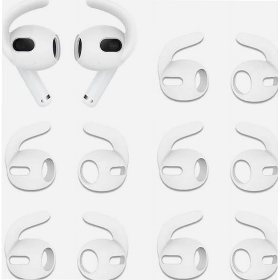 Sport Eartips Hook Compatible with AirPods 3 Earbuds 3rd Gen 2021, Anti Slip Anti Lost Silicone Earbuds Covers Ear Hook Tips Earhooks, Compatible with AirPods 3, 5 Pairs, White