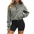 thumbnail image 2 of DYTTDG Women's Crew Neck Sweatshirt, Long Sleeve Loose Fit Solid Casual Pullover with Side Pockets for Fall & Winter, 2 of 8
