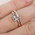 thumbnail image 4 of 1.75 Carat 6mm Princess Cut Morganite & Diamond Moissanite Engagement Bridal Wedding Ring Set Sale with 18k Gold Plating, 4 of 4