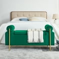 thumbnail image 5 of AOOWOW Elegant Upholstered Linen Storage Bench with Cylindrical Arms and Iron Legs for Hallway Living Room Bedroom,Green, 5 of 9