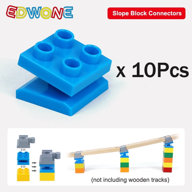 5/10 Pcs Connecteurs de Rails en Bois Universels Accessoires Blocs de Grande Taille Adaptateurs de Connexion Rotatifs Adaptés aux Rails de Marque Rotation 10 Pcs Bleu