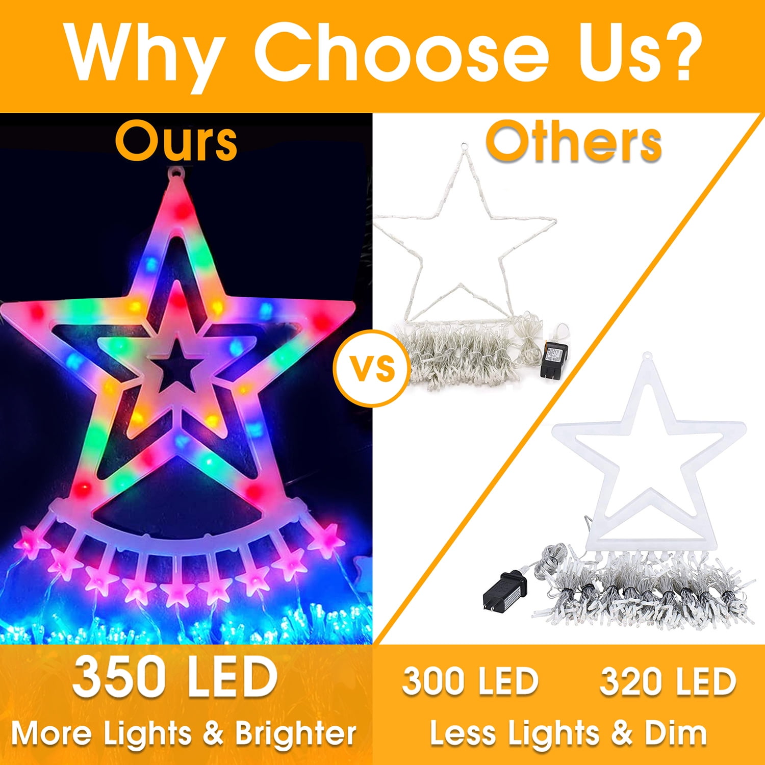 Qunler Outdoor Christmas Decoration Lights, 8 Modes & 350 LED Christmas String Waterfall Fairy Tree Lights Indoor Outdoor Holiday Lighting Decorations, Multicolor, Plug-in