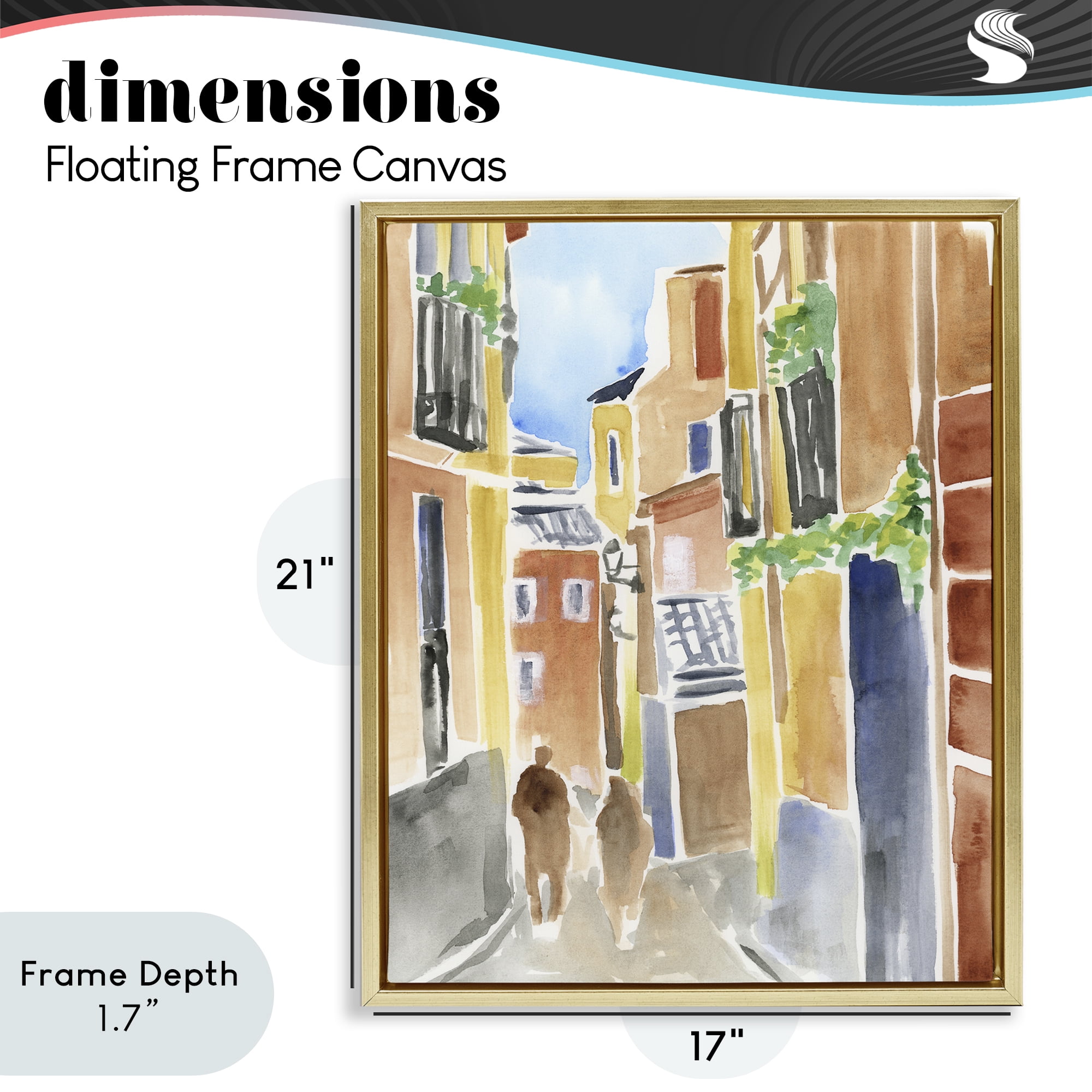 Stupell Industries Calles de Madrid Architecture Gold Framed Floater Canvas Wall Art, design by June Erica Vess
