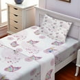 thumbnail image 2 of Butterfly Sheet Set, Butterflies and Branches Romantic Spring Retro Faith Optimism Change Fly Theme, Fitted and Flat Sheet with Pillowcase Bedding Accent 3 Piece Set, Twin, Pink White, by Ambesonne, 2 of 5